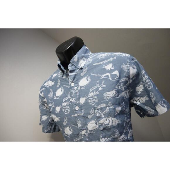J Crew Button Up Dress Shirt Hawaiian Casual Short Sleeve Pocket Mens Sz Small - Picture 1 of 6